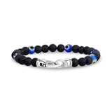 Black Onyx Evil Eye Bracelet | 6MM - Mens Steel Bead Bracelets - The Steel Shop