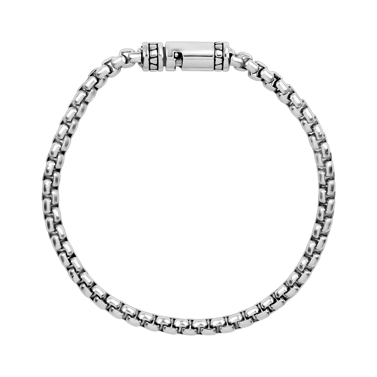 Detailed Round Box Link Bracelet | 4mm - メンズスチールブレスレット - The Steel Shop