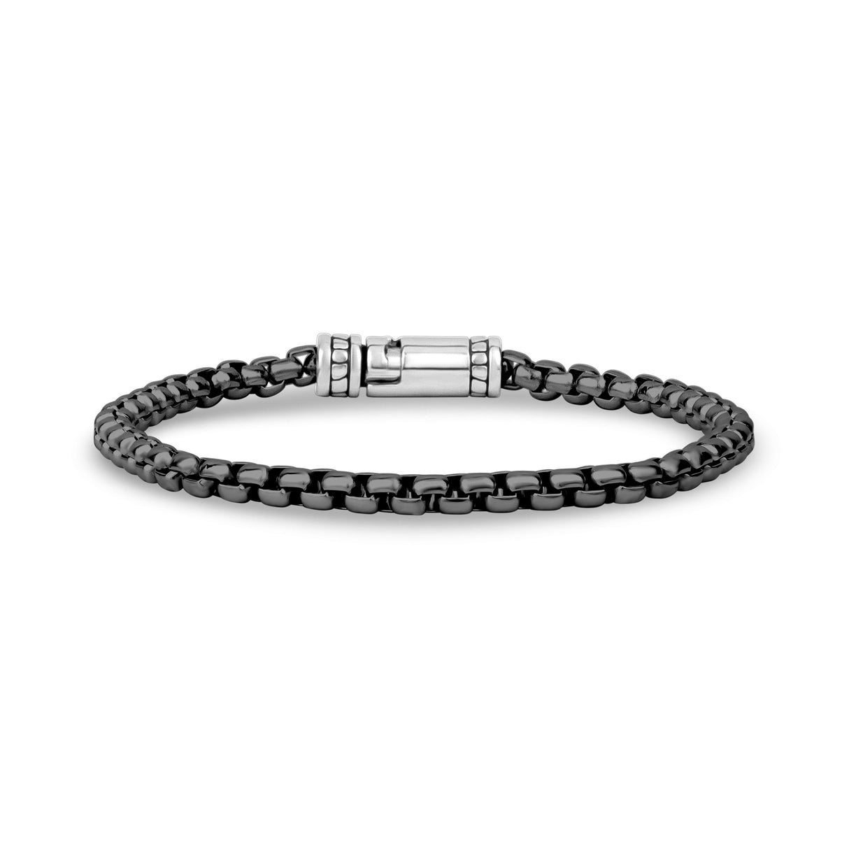Detailed Round Box Link Bracelet | 4mm - メンズスチールブレスレット - The Steel Shop