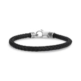 Sleek Black Leather Bracelet - Mens Steel Leather Bracelets - The Steel Shop