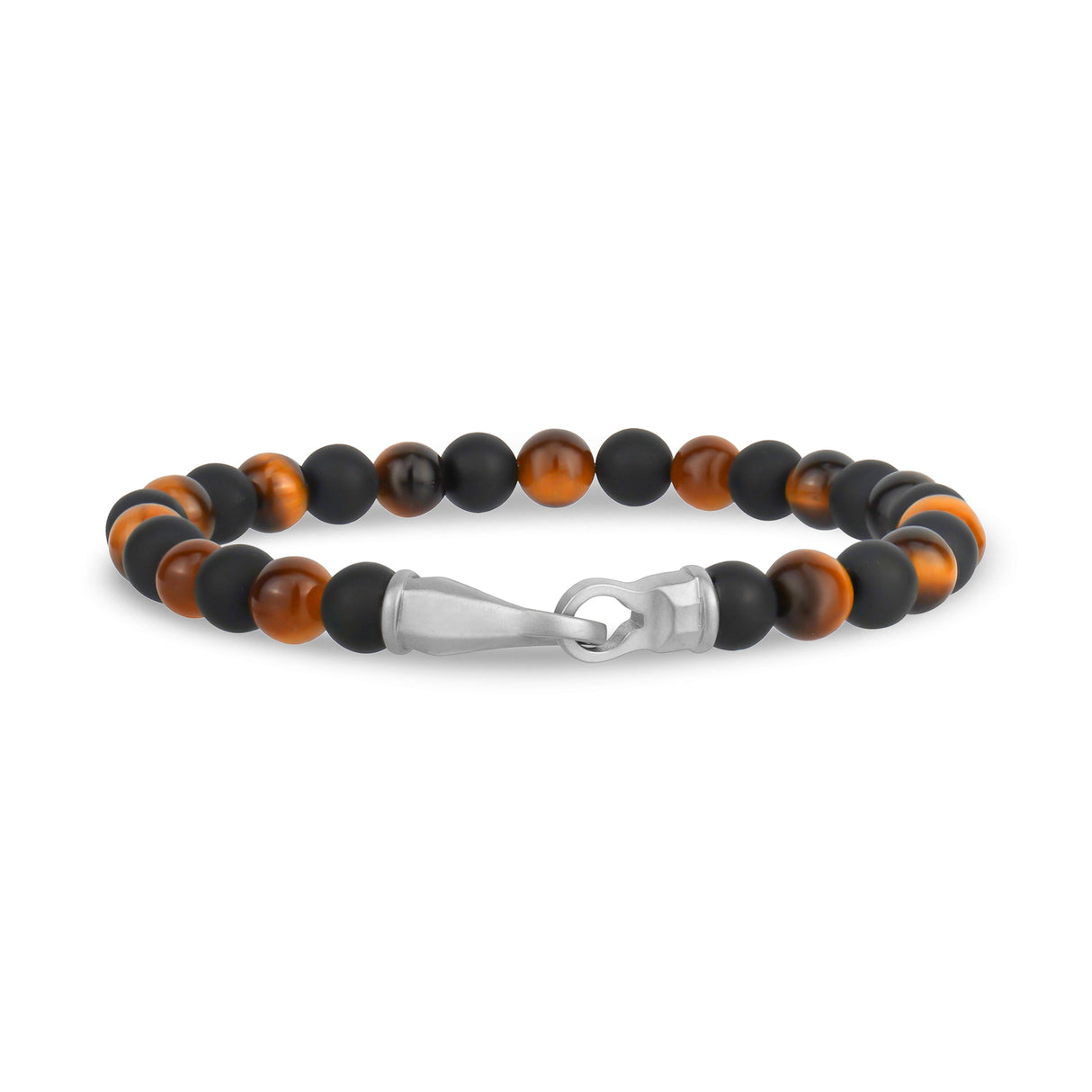 6mm Steel Clasp Black Brown Bead Bracelet - Mens Steel Bead Bracelets - The Steel Shop