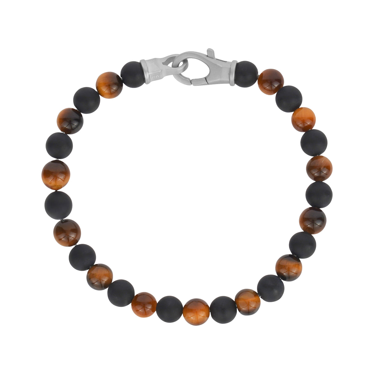 6mm Steel Clasp Black Brown Bead Bracelet - Mens Steel Bead Bracelets - The Steel Shop