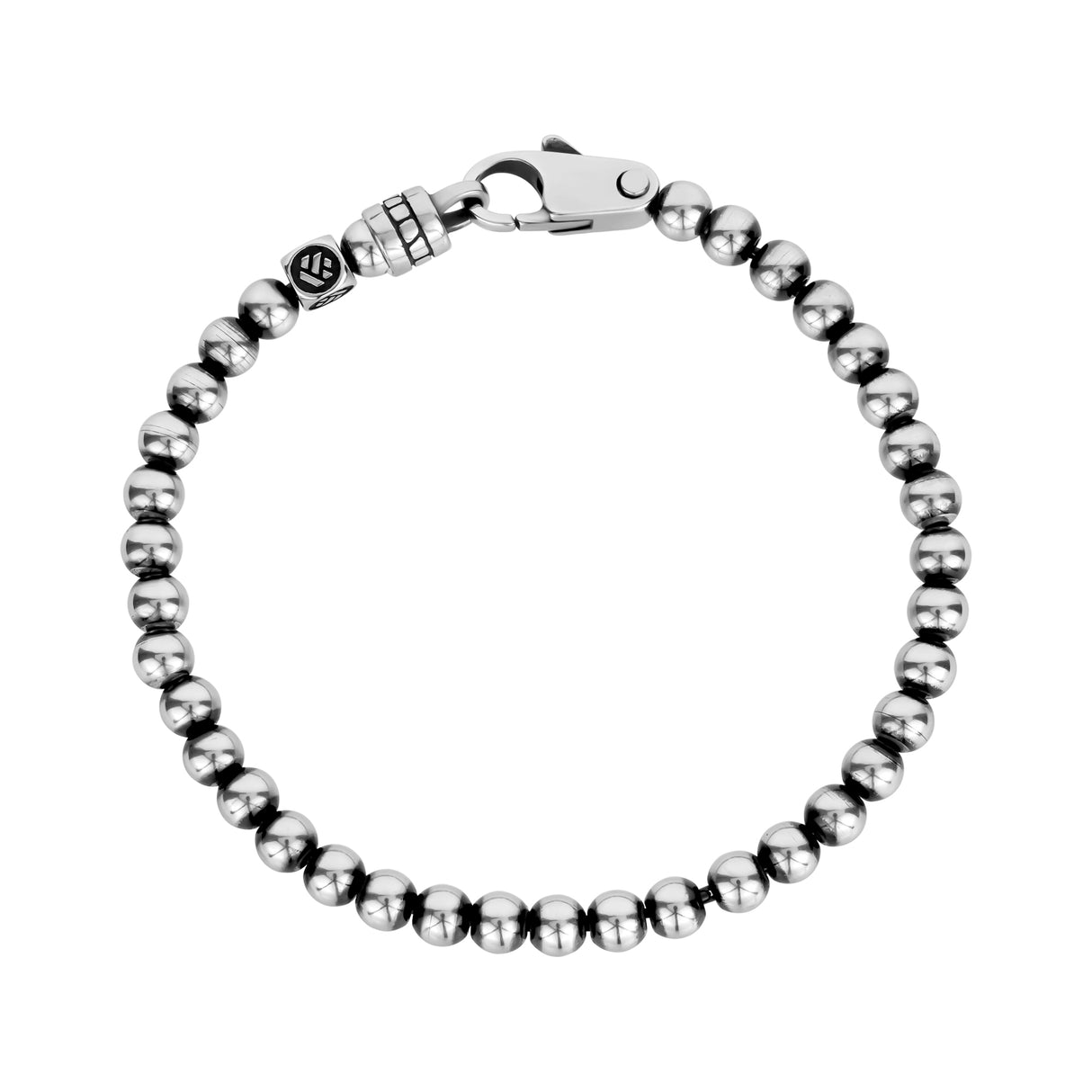 Black-Accented Sphere Link Bracelet - Mens Steel Bead Bracelets - The Steel Shop