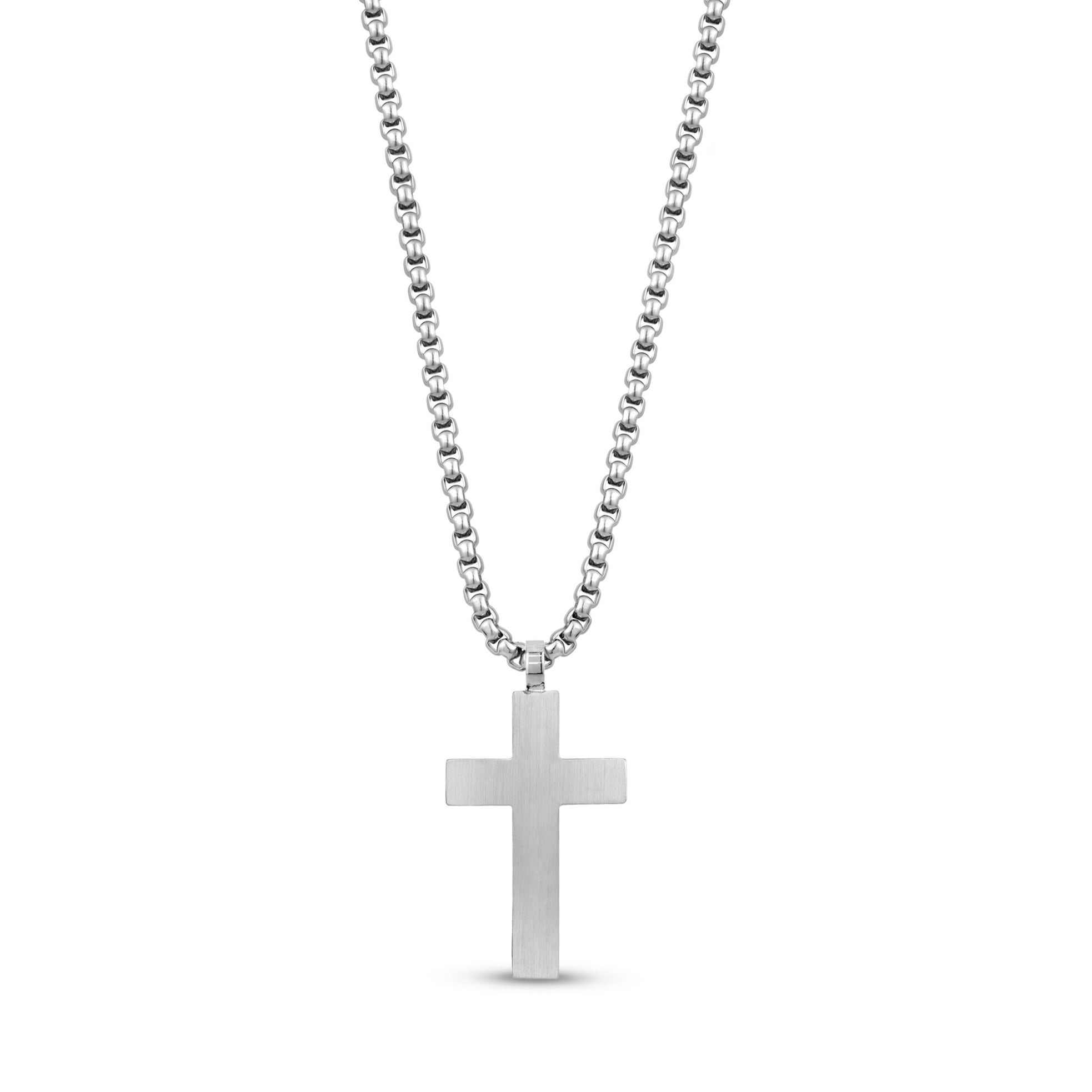 Matte Black Stone Cross Pendant