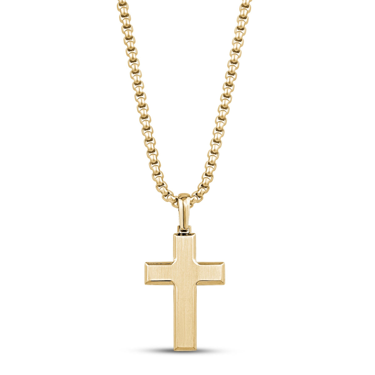 メンズペンダント - ゴールドベベルエッジ彫刻可能な十字架のペンダント
