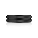 男性用リング - 7mmブラックステンレススチール結婚指輪リング - 刻印可能