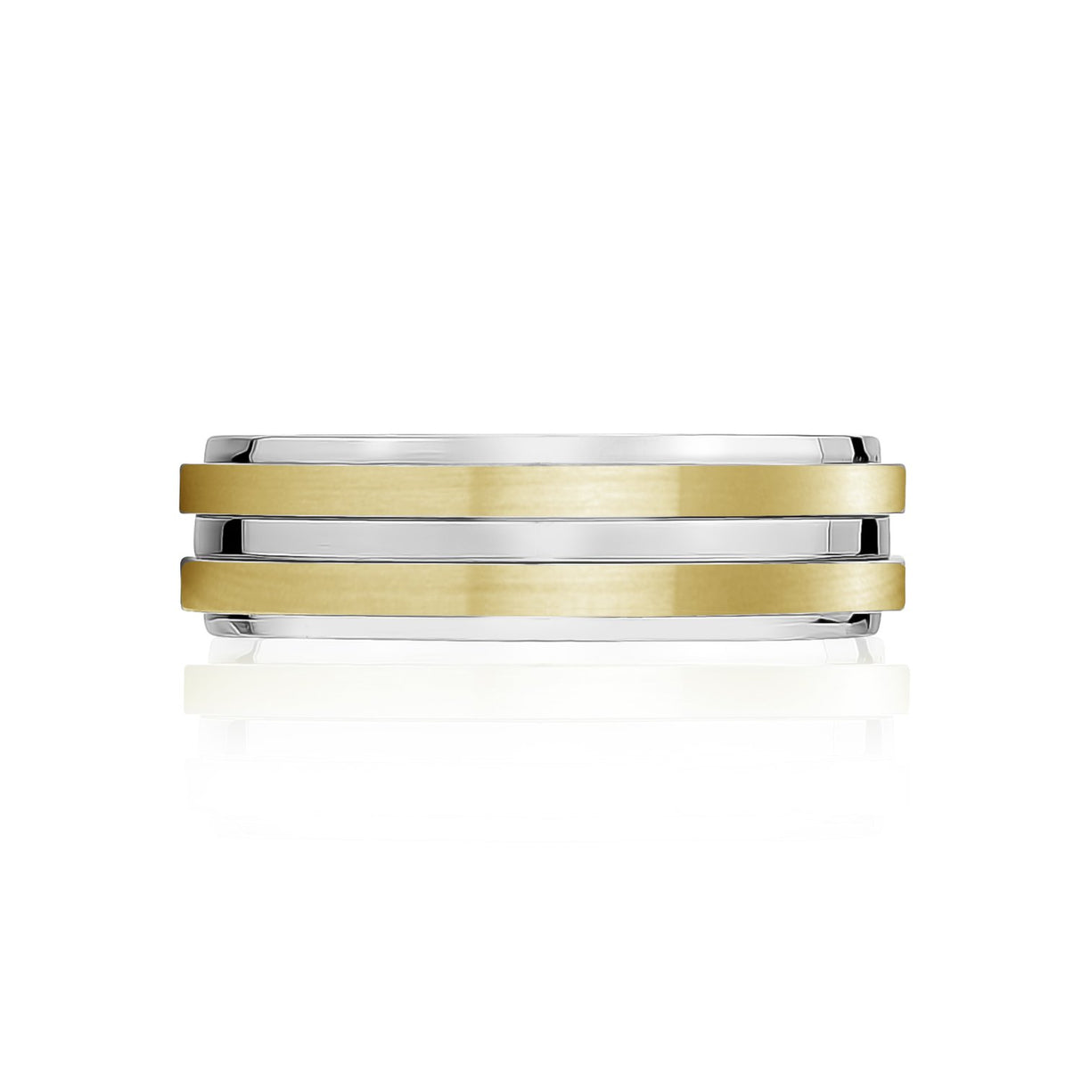 男性用リング - 7mmゴールドステンレススチール結婚指輪リング - 刻印可能