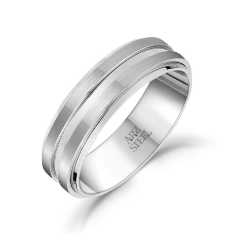男性用リング - 7mm ステンレス製結婚指輪リング - 刻印可能