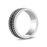 メンズリング - 8mm Black Stone Steel Ring - Engravable