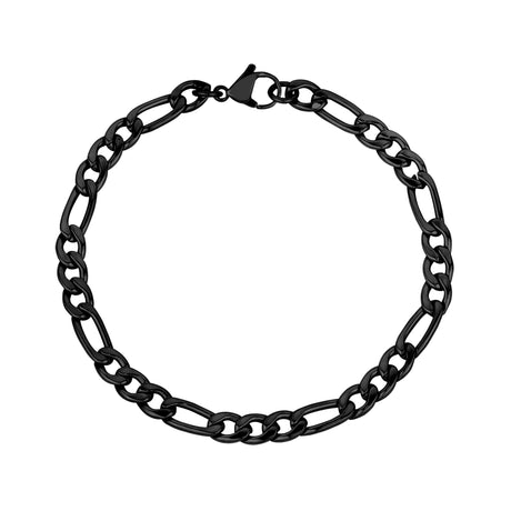 メンズスティールブレスレット - 5mm Black Steel Figaro Link Bracelet