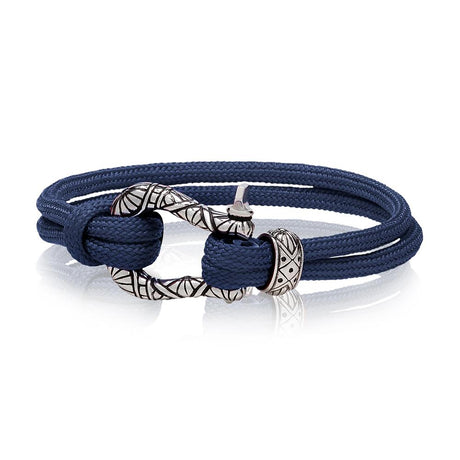 メンズスチールブレスレット - Blue Ship Rope U Clasp Bracelet