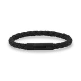 メンズスティールレザーブレスレット - 6mm Black Leather Bracelet