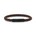 メンズスチール レザーブレスレット - 6mm Brown Leather Bracelet