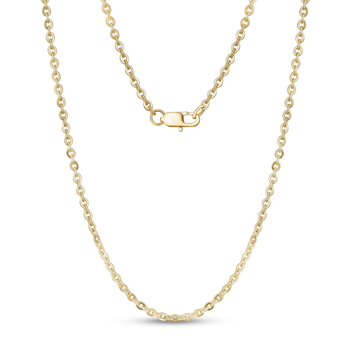 ユニセックスネックレス - 3mm Flat Anchor Oval Link Gold Steel Chain Necklace