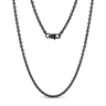ユニセックスネックレス - 3mm Flat Anchor Oval Link Black Steel Chain Necklace