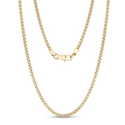 ユニセックスネックレス - 3mm Round Box Link Gold Steel Chain Necklace