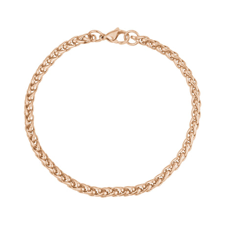 ユニセックス・スチール・ブレスレット - 4mm Rose Gold Wheat Chain Bracelet