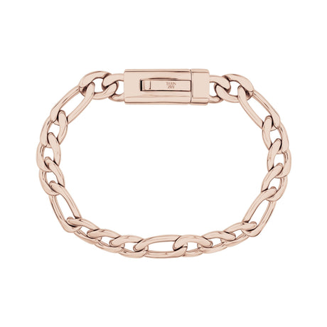 ユニセックス・スチール・ブレスレット - 9mm Rose Gold Figaro Link Engravable Bracelet