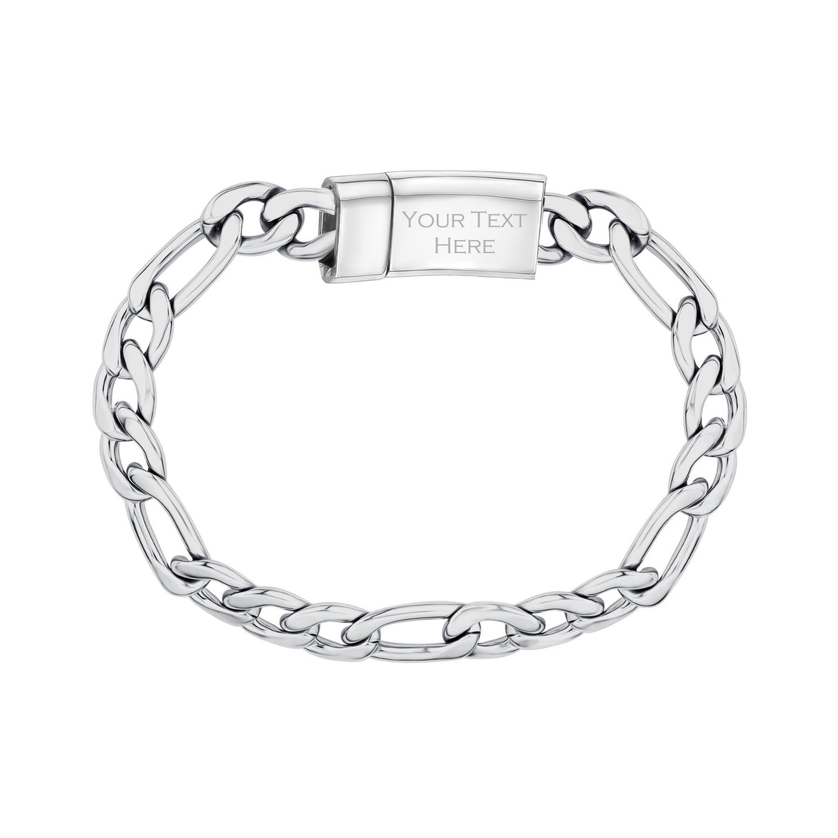 ユニセックス・スチール・ブレスレット - 9mm Figaro Link Engravable Bracelet