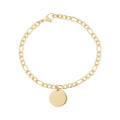 女性用ブレスレット - 4mm Gold Figaro Link Engravable Charm Bracelet