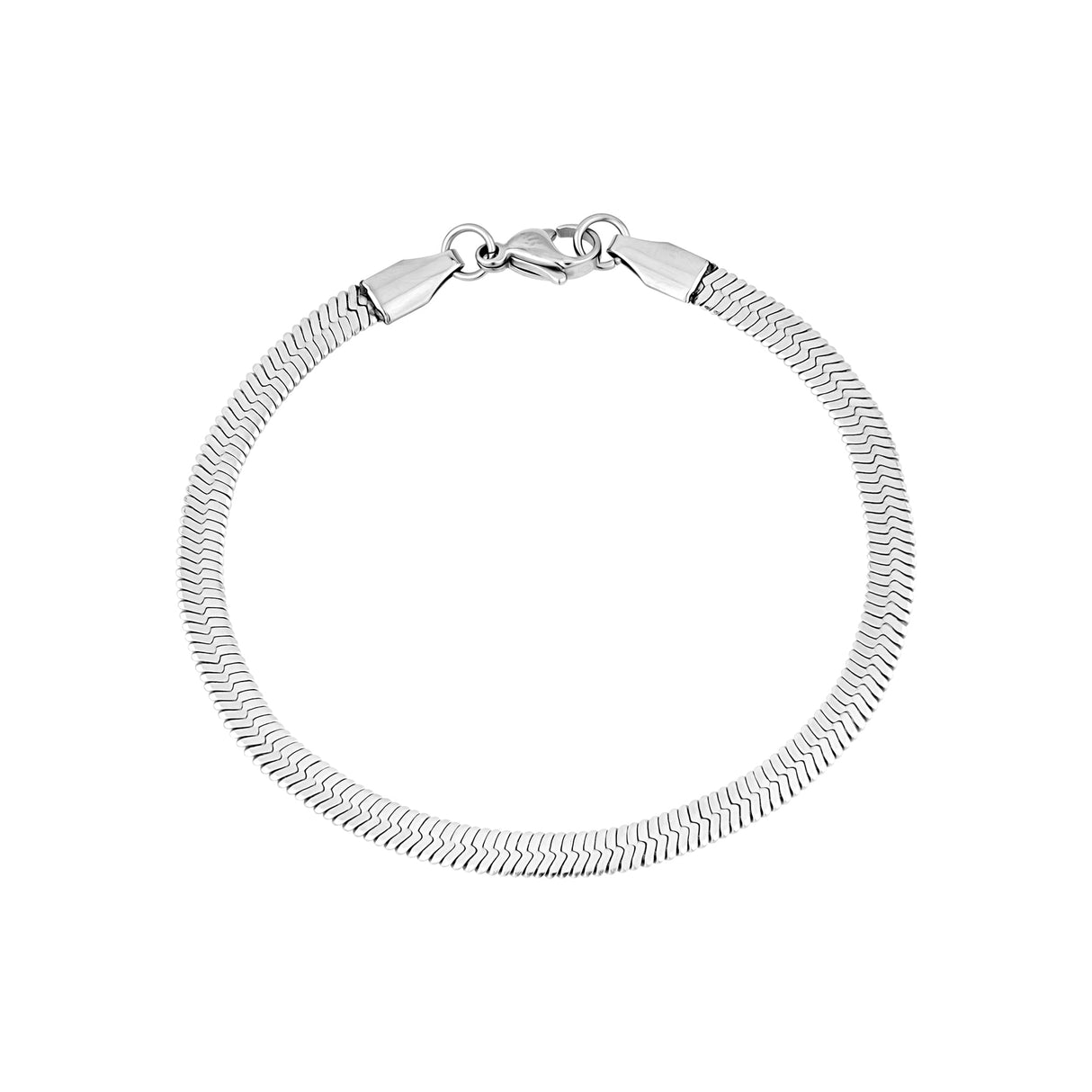 Women Bracelet - 4mm ヘリンボーン・シルバー・ブレスレット