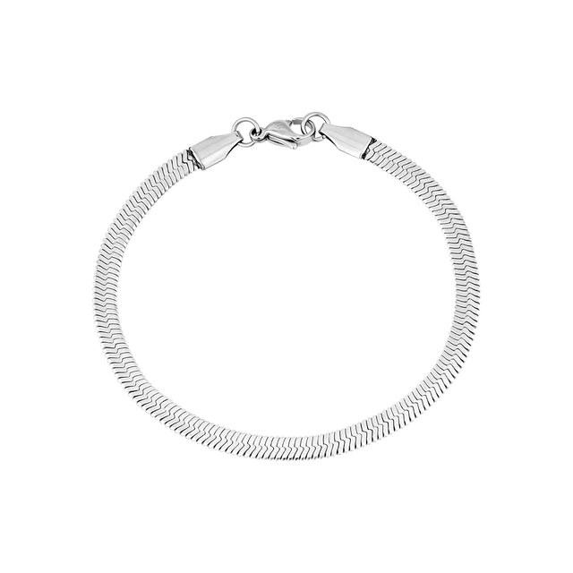 Women Bracelet - 4mm ヘリンボーン・シルバー・ブレスレット