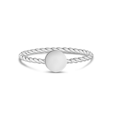 女性用リング - Minimal Stainless Steel Twisted Band Round Engravable Ring（ミニマル・ステンレス・ツイストバンド・ラウンド・エングレービング可能リング