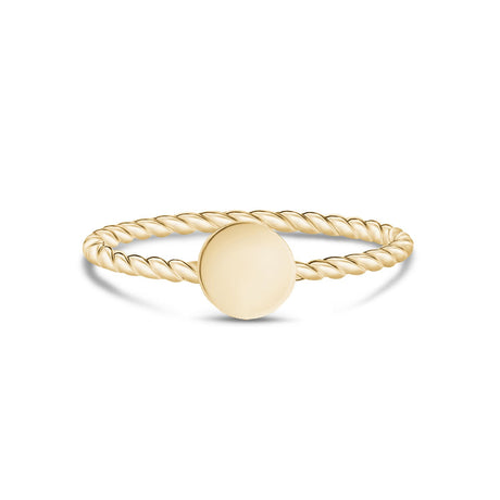 女性用リング - Minimal Gold Steel Twisted Band Round Engravable Ring（ミニマル ゴールド スティール ツイスト バンド ラウンド エングレービング リング