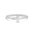 女性用リング - Minimal Stainless Steel Twisted Band Stackable Cross Ring (ミニマル ステンレス ツイスト バンド スタッカブル クロス リング)