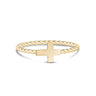 女性用リング - Minimal Gold Steel Twisted Band Stackable Cross Ring（ミニマル ゴールド スティール ツイスト バンド スタッカブル クロス リング