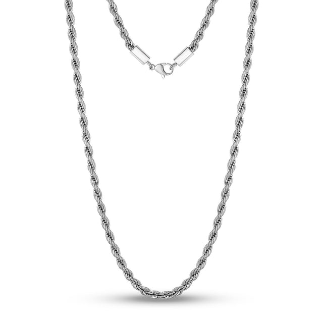 Women's Necklaces - 4mm Women's Twisted Rope Steel Chain Necklaces